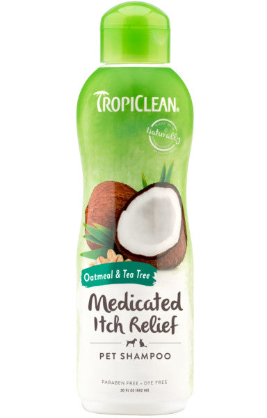TropiClean Oatmeal & Tea Tree Medicated Itch Relief Shampoo for Pets