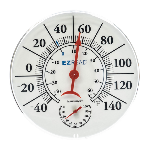 EZREAD® Dial Thermometer/Hygrometer (8, White)