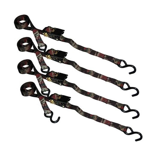 Ancra Cargo 1” x 8’ S-Hook Ratchet Tie-Down, Camo Style, 4 Pack