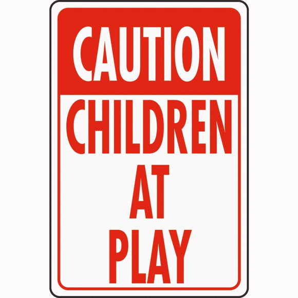 Hy-Ko Heavy-Duty Aluminum Sign, Caution Children At Play