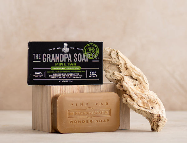 Pine Tar Bar Soap by The Grandpa Soap Company | The Original Wonder Soap |  3-in-1 Cleanser, Deodorizer & Moisturizer | 4.25 Oz.