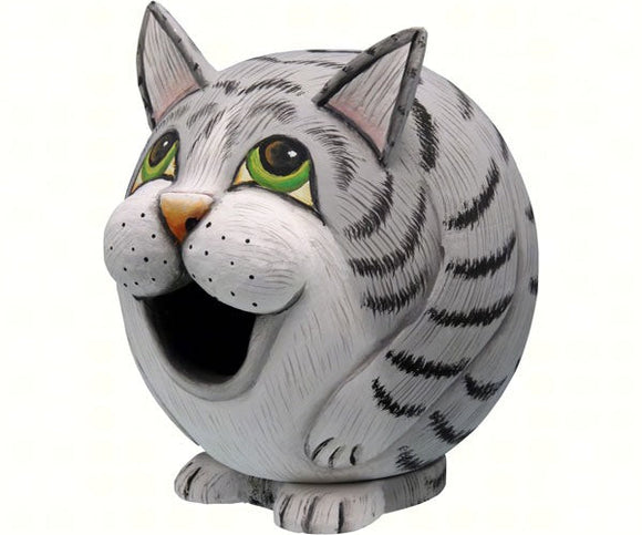 Songbird Essentials Grey Tabby Cat Gord-O Bird House