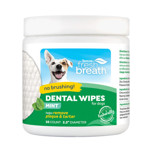 TropiClean Fresh Breath Dental Wipes for Dogs