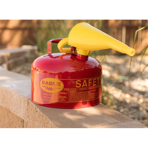 Eagle Manufacturing 2.5 Gallon Steel Safety Can for Flammables, Type I, Flame Arrester, Funnel, Red